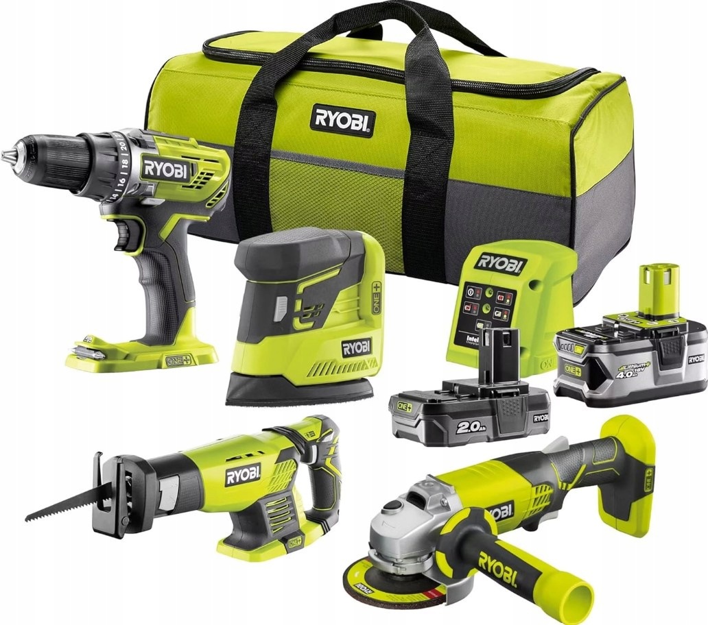 Ryobi R18CK4E-242S Zestaw 4 Elektronarzędzi 18V Torba Ładowarka 2xAKU.