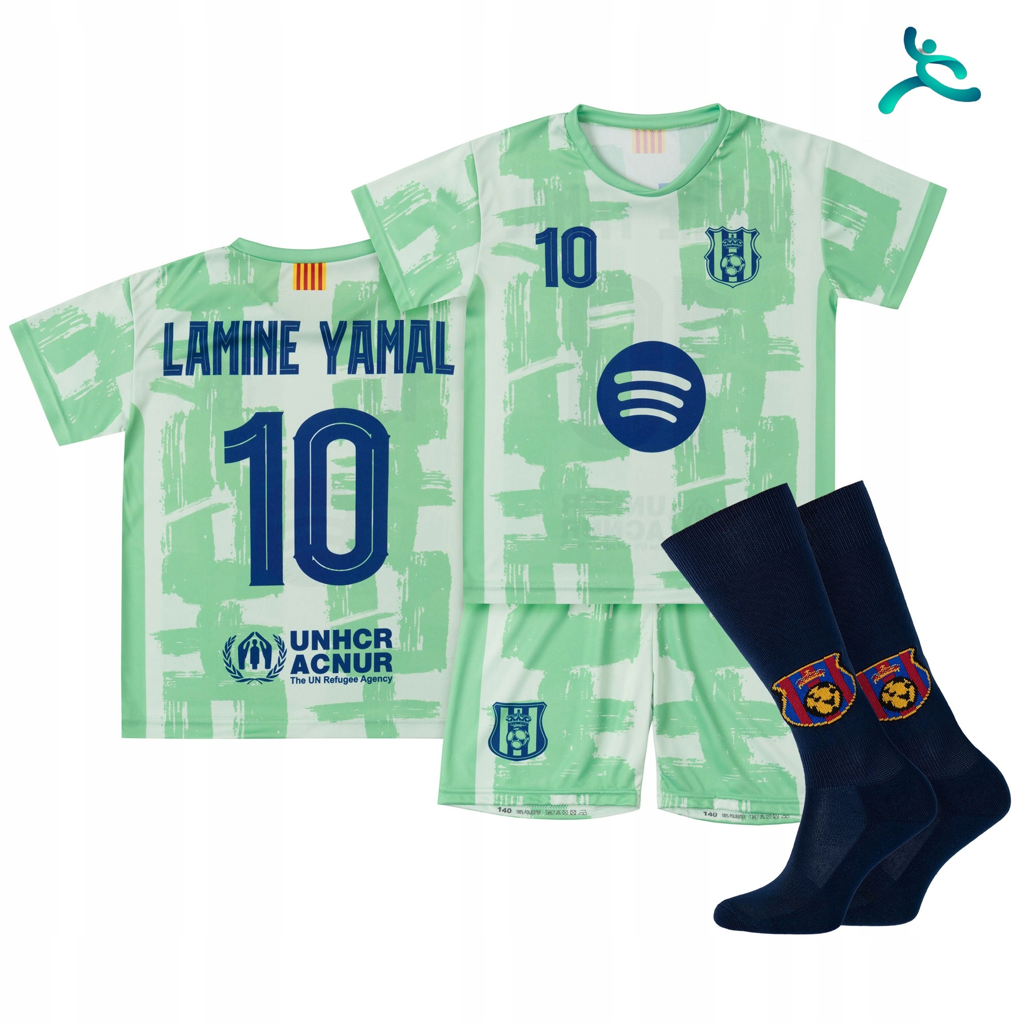 Strój komplet piłkarski getry Lamine Yamal rozm. 134