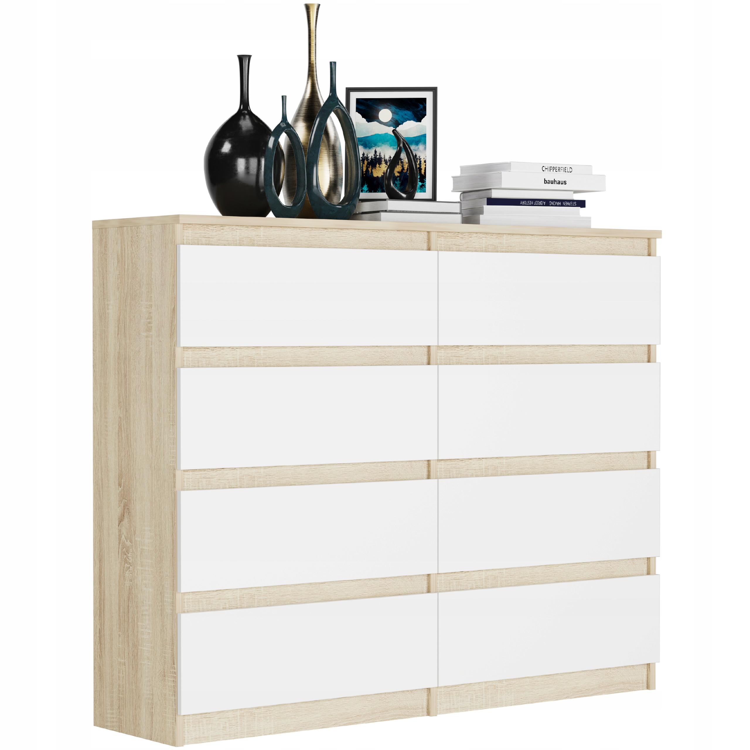Nowoczesna KOMODA 120 SZAFKA 8 SZUFLAD R-120-S8 MIX SONOMA