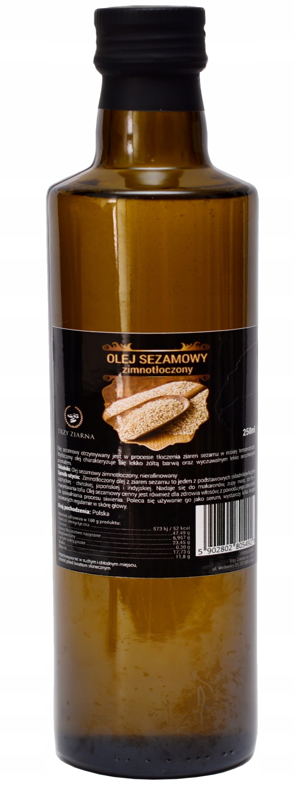 

Olej Sezamowy 500ml Tłoczony Na Zimno Trzy Ziarna