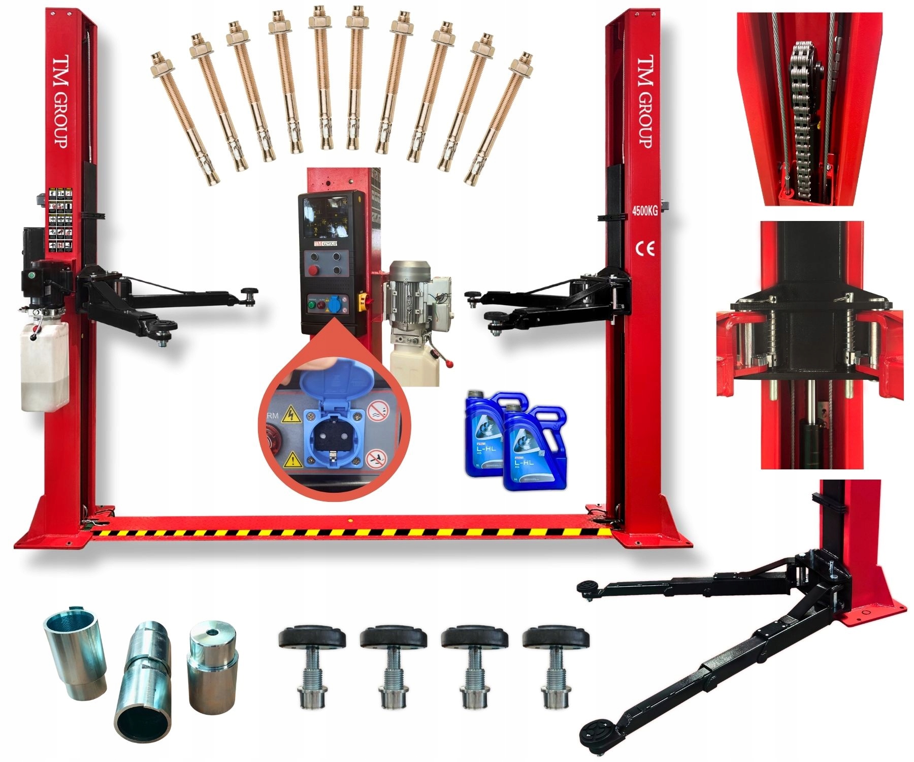 Podnośnik kolumnowy TM-Group elektrohydrauliczny 4500 kg 110-1910 mm