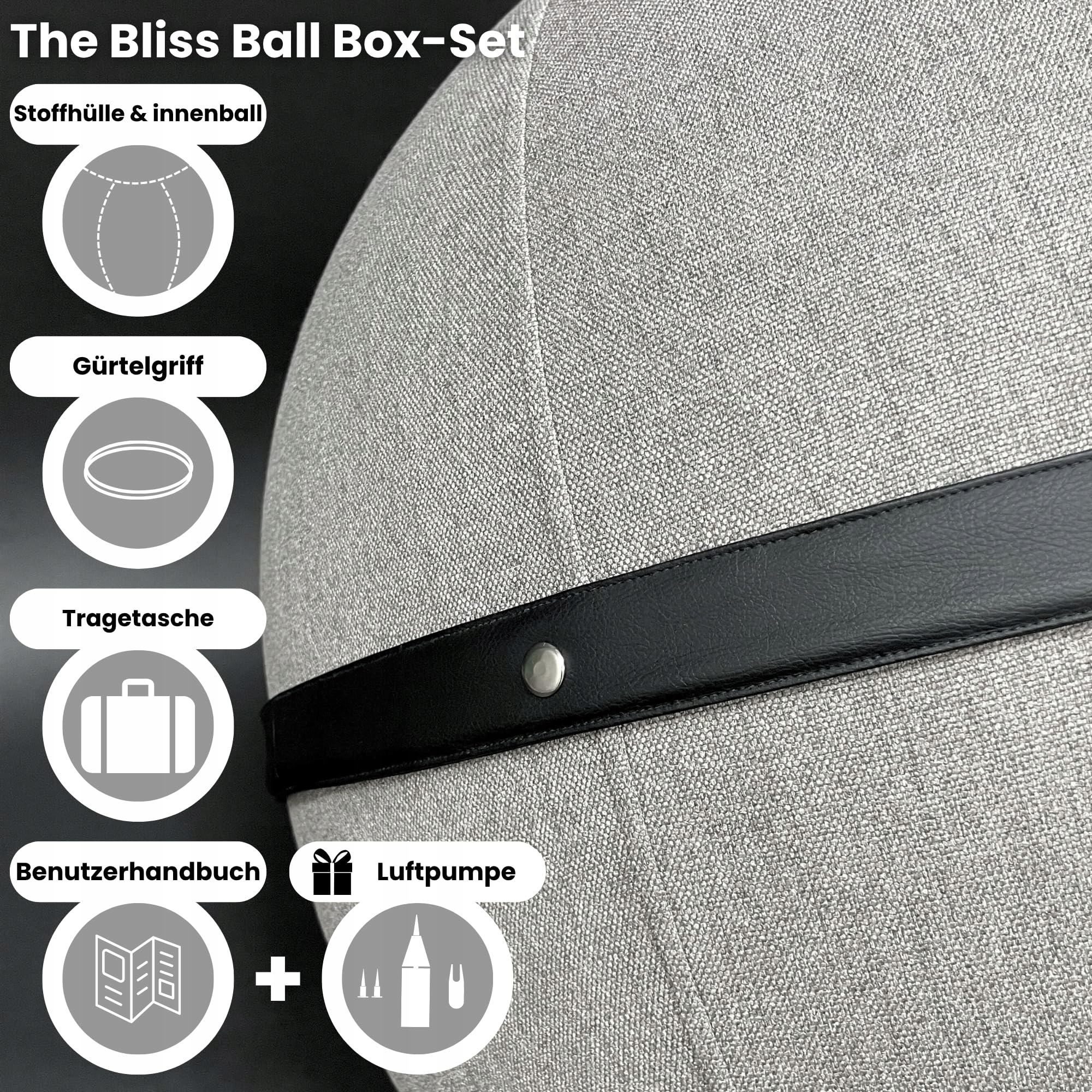 BLISS BALL Ergonomiczna Piłka Do Siedzenia Joga Antypoślizgowa Szara — miniatura 6