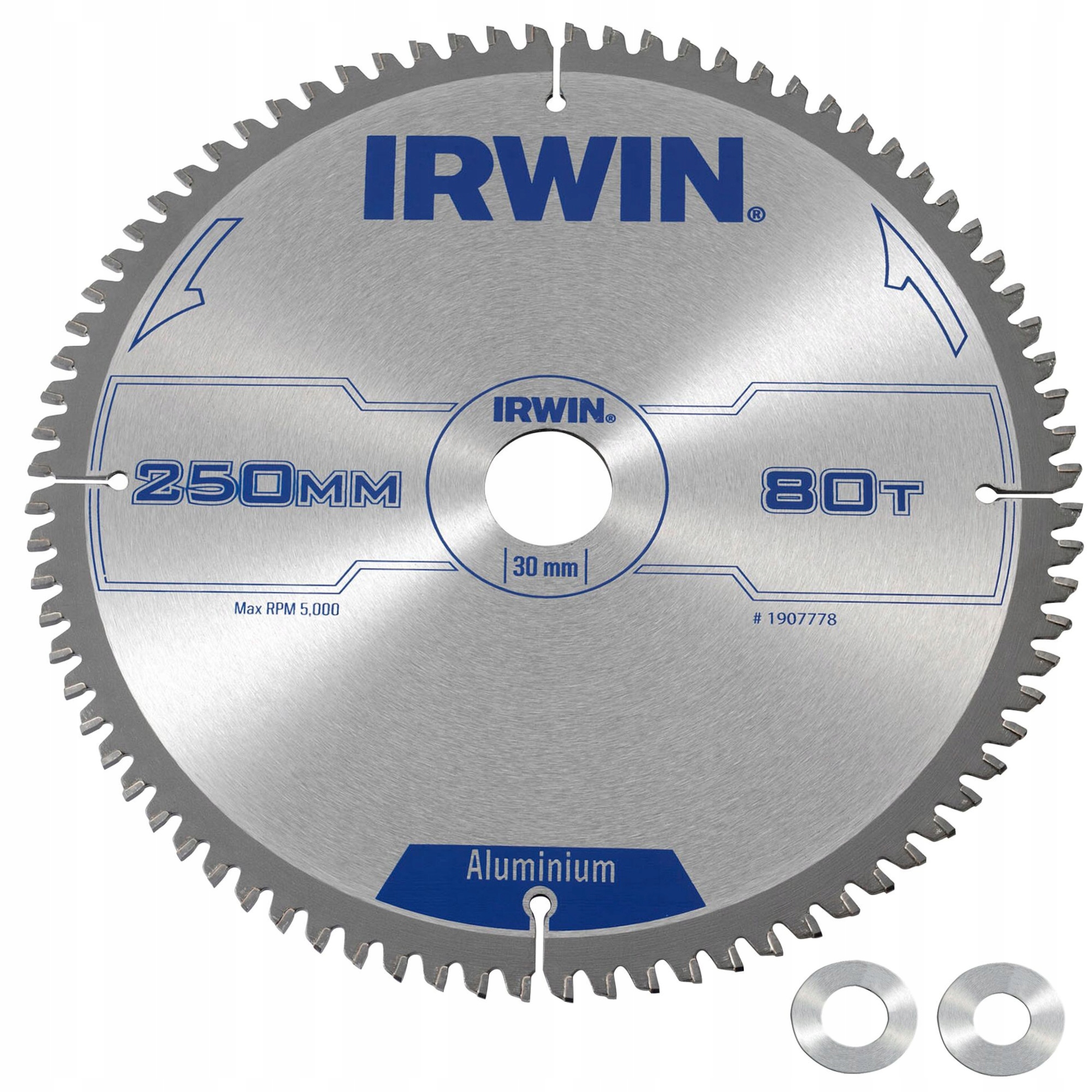 Kotoučová pila 250x30 mm 80Z pro řezání hliníku Pvc Redukce 20/16 mm Irwin