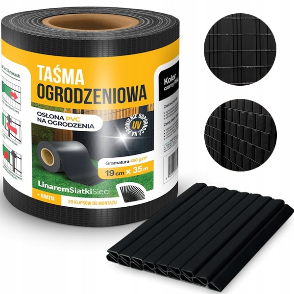 

Taśma Ogrodzeniowa Osłona Paneli 19x35mb Czarna