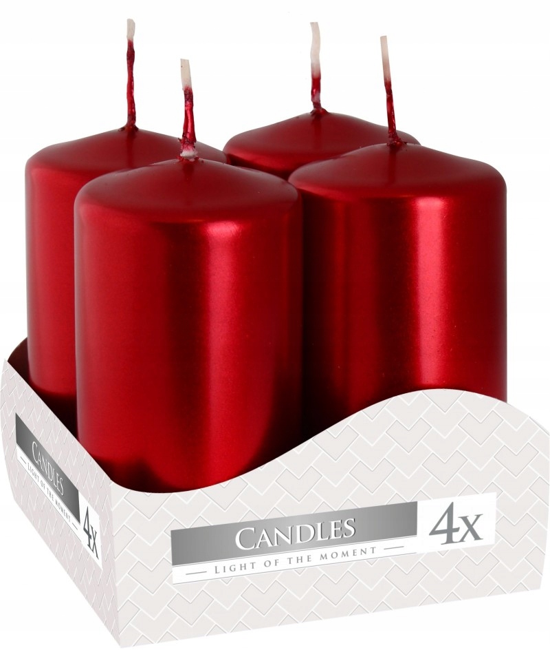 

Świece czerwone metalik 40/80 mm 4 Szt. Bispol