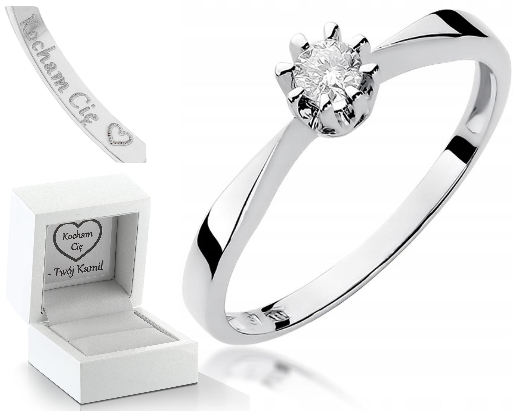 Prstýnek Briliant 0,15CT Bílé Zlato Zásnubní Dárek