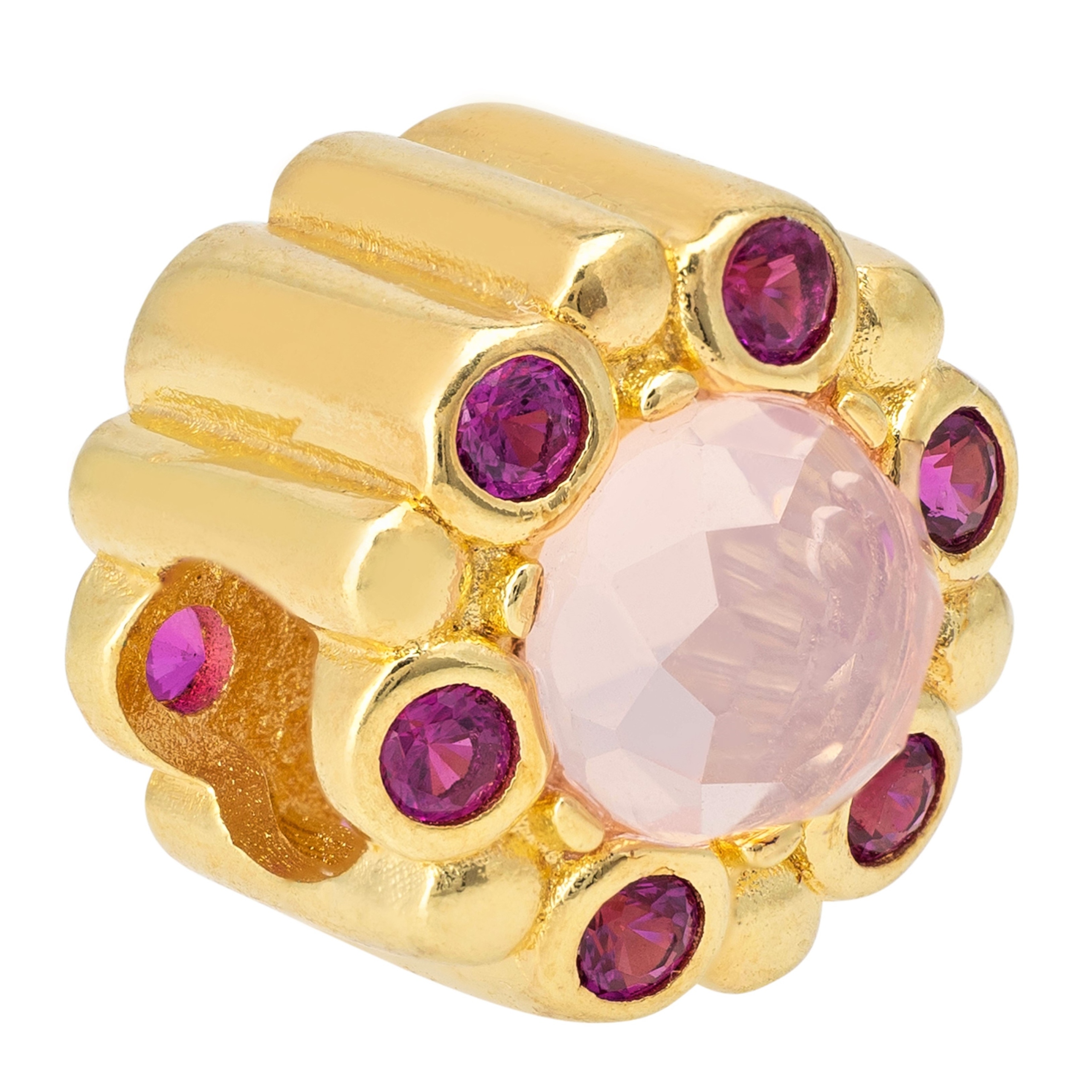 

Charms złoty Różowe Cyrkonie Kwiat srebro 925