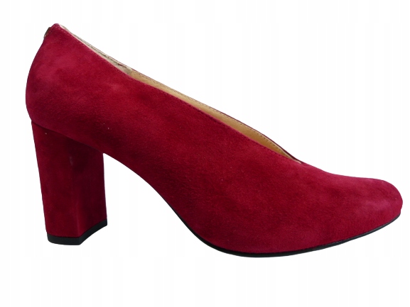 Bordové semišové dámské polobotky na stabilním podpatku Sala 38