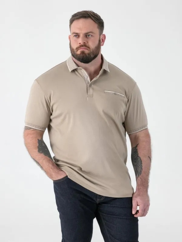 Tričko Pánské Polo s kapsou Béžová BARRETT-D555 Velké velikosti 3XL