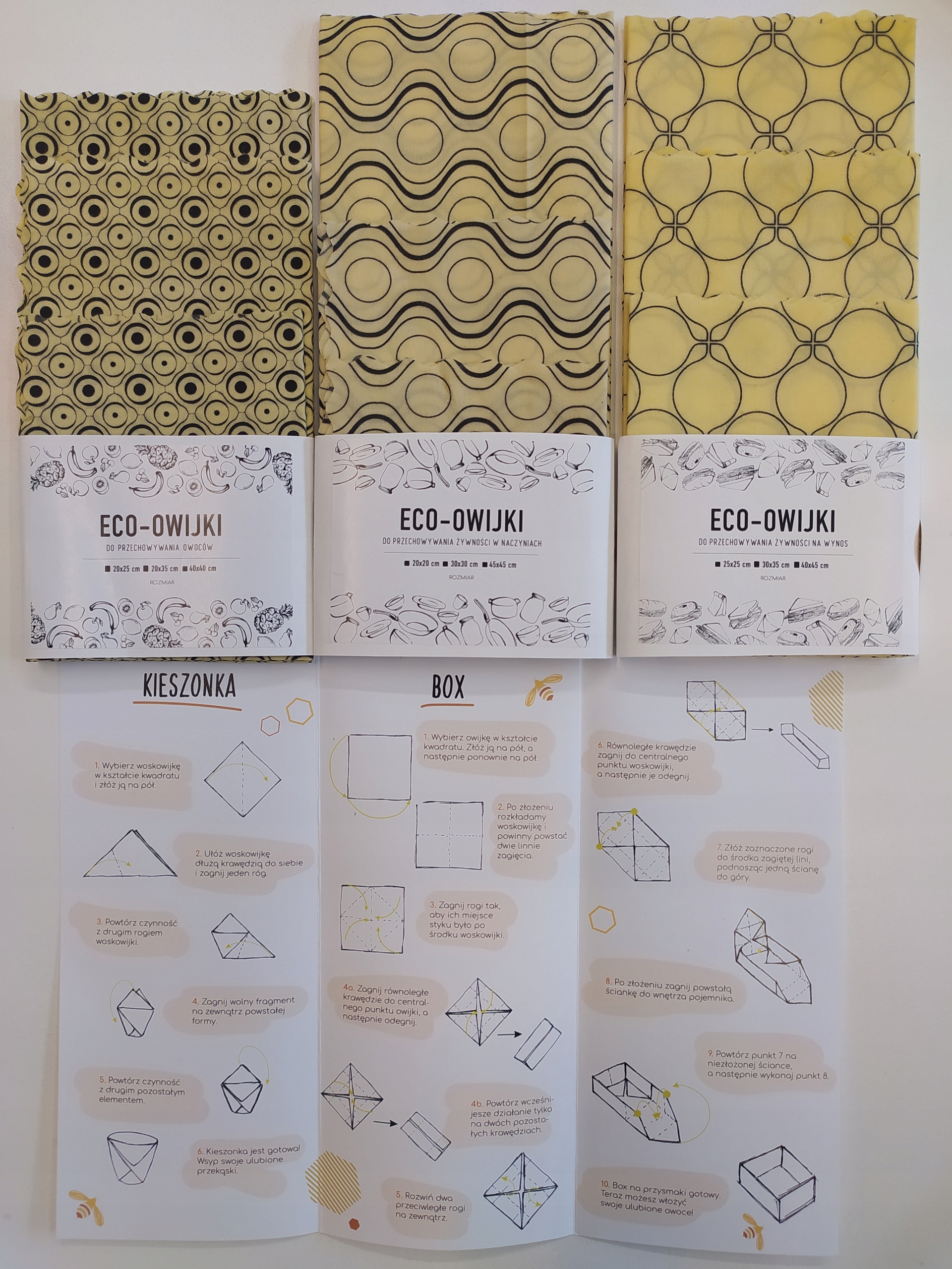 ECO-OWIJKA WOSKOWIJKA ZERO WASTE DO OWOCÓW 3SZT. Rodzaj arkusz