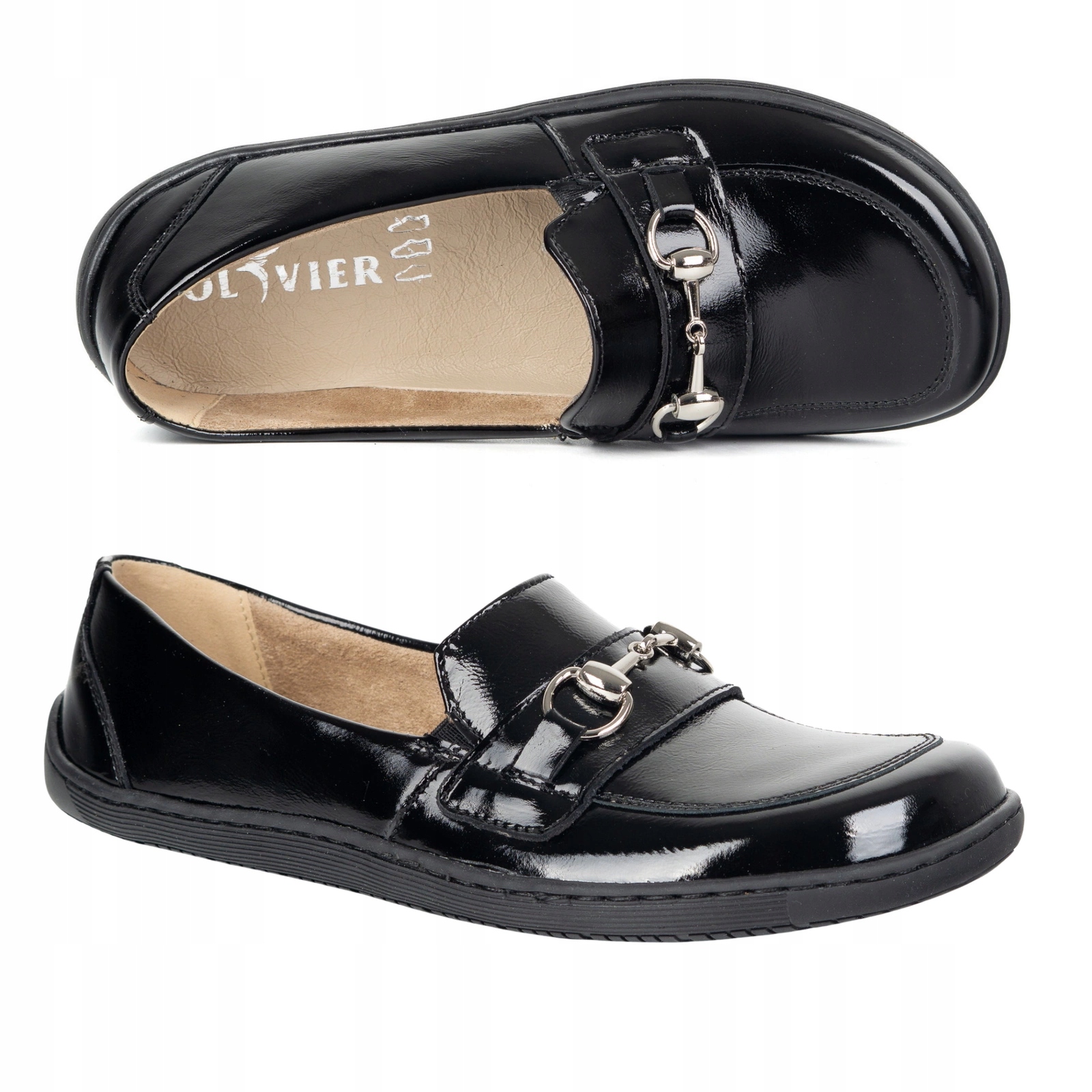 Mokasíny barefoot dámské kožené lakované 1288AR černé zdravé 41