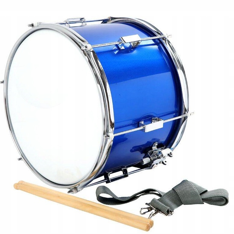 WERBEL MARSZOWY BĘBEN Z PASKIEM I PAŁKAMI KOMPLET DOBREJ JAKOŚCI STAL SUPER