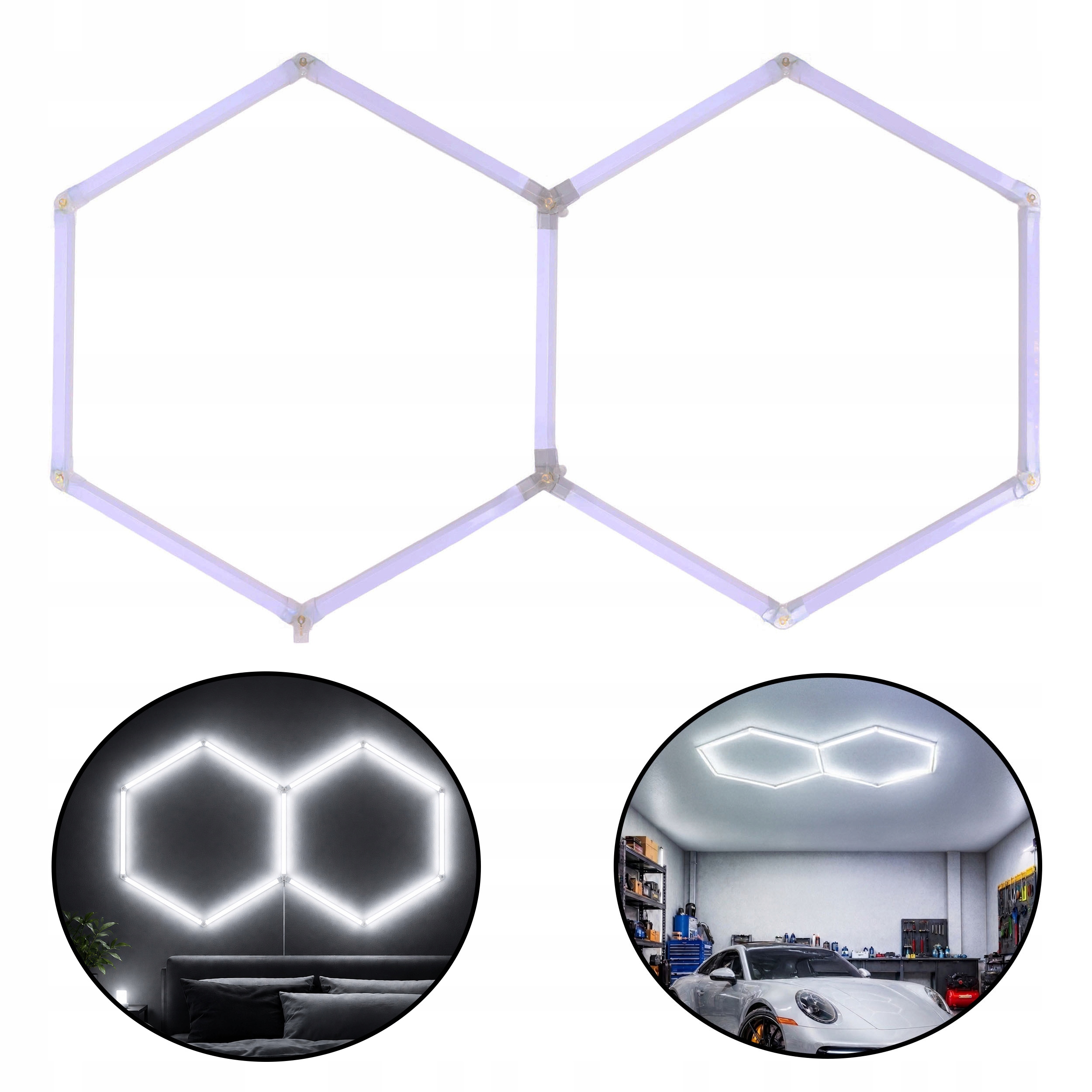 Led Lampa Hexagon 88W 6500K Modulárny Stropný Panel Garáž Dielňa EinParts