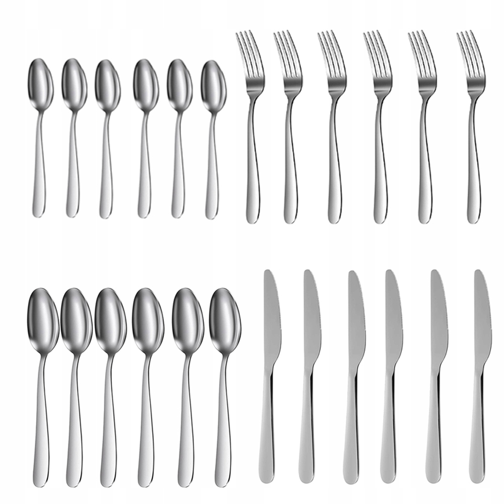 Sztućce Srebrne Komplet dla 6 osób 24 Elementy Srebrny TABLEWERE SERIES