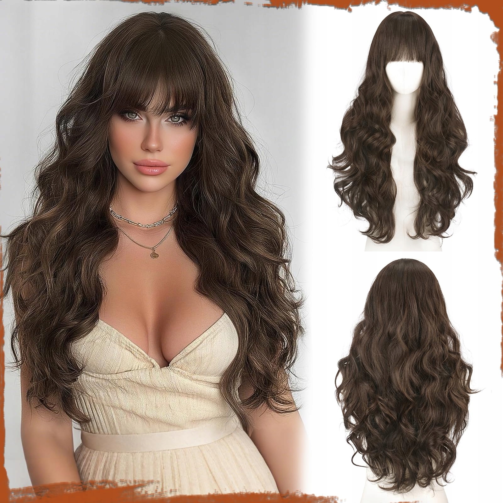 Sofeiyan Dlouhá vlnitá paruka 60 cm Hnědá s syntetickými proužky