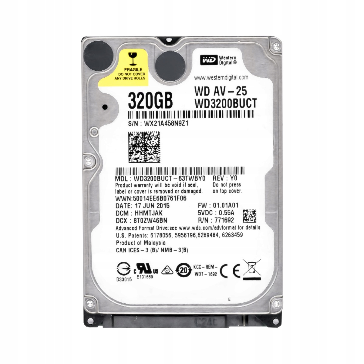 

Wd AV-25 320GB 5.4k 16MB Sata II 2.5'' WD3200BUCT