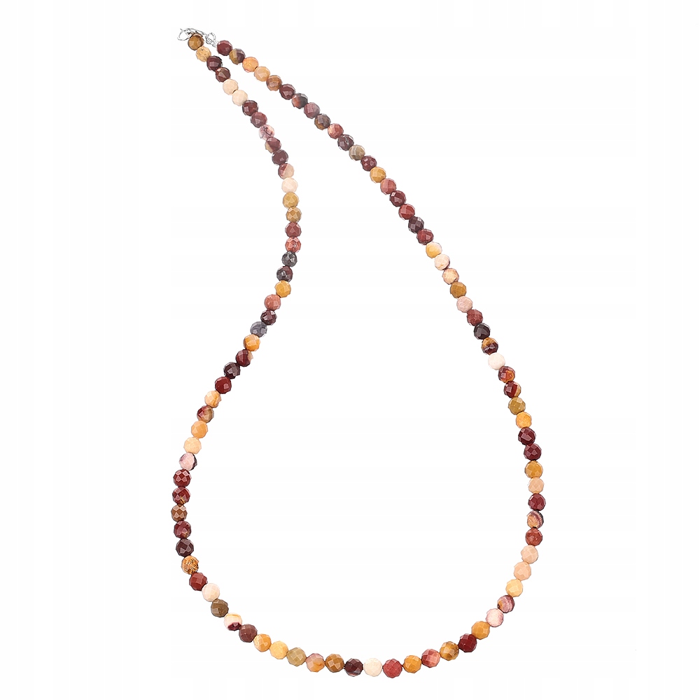 Náhrdelník přírodní jaspis Mookait mokait, fazetované kuličky 4 mm stříbro