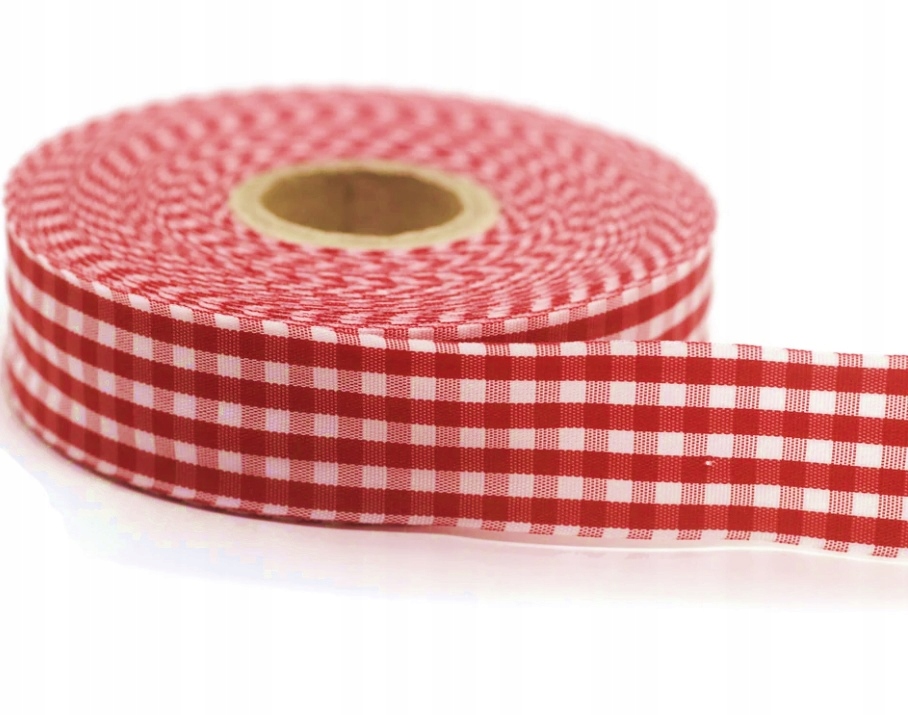 

Ozdobna wstążka w Kratę świąteczna kokardka 2,5cm