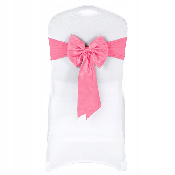 KOKARDA ELASTYCZNA OZDOBA NACIĄGANA RÓŻOWA SPANDEX NA KRZESŁO BANKIETOWE