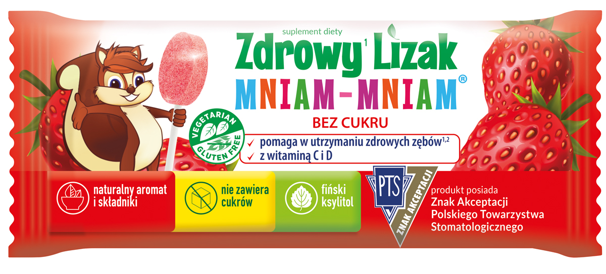 ZDROWY LIZAK MNIAM-MNIAM TRUSKAWKA BEZ CUKRU 40szt EAN (GTIN) 5907763674101