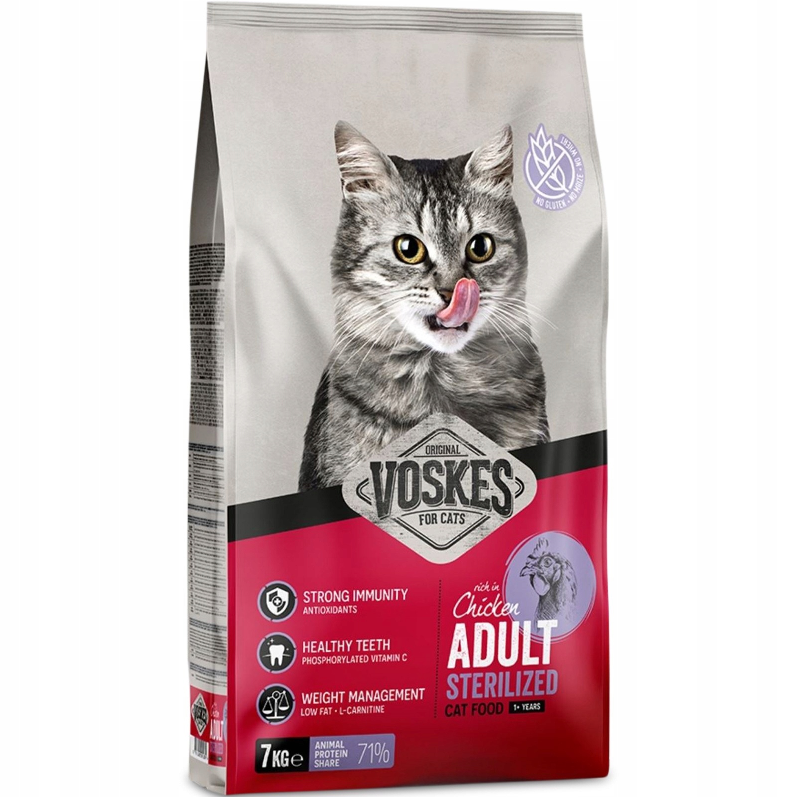 Levně Voskes Adlut Sterilized Chicken 7kg – krmivo pro sterilizované kočky /Vo