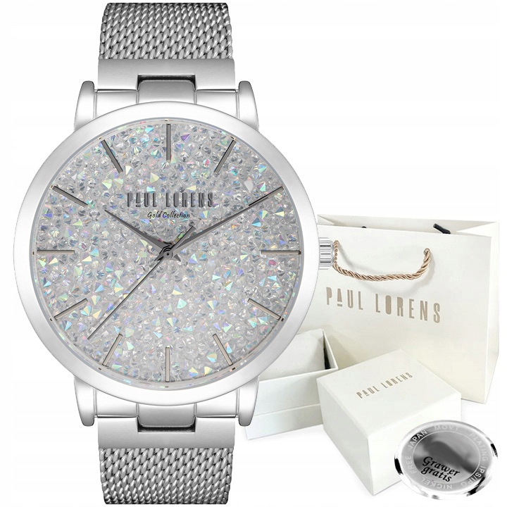Dámské hodinky Paul Lorens Bellica stříbrné Elegantní zirkony Box Gravírování