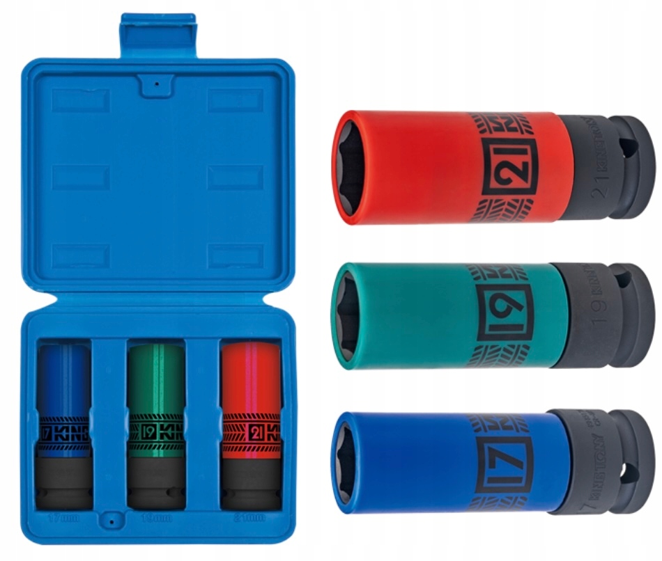 King Tony Nasadki udarowe do felg długie 1/2" 6-kątne 17 mm, 19 mm, 21mm