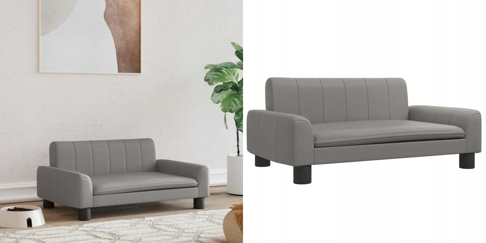 Levně Šedé Pelíšek pro psa, umělá kůže, 70x45x30 cm