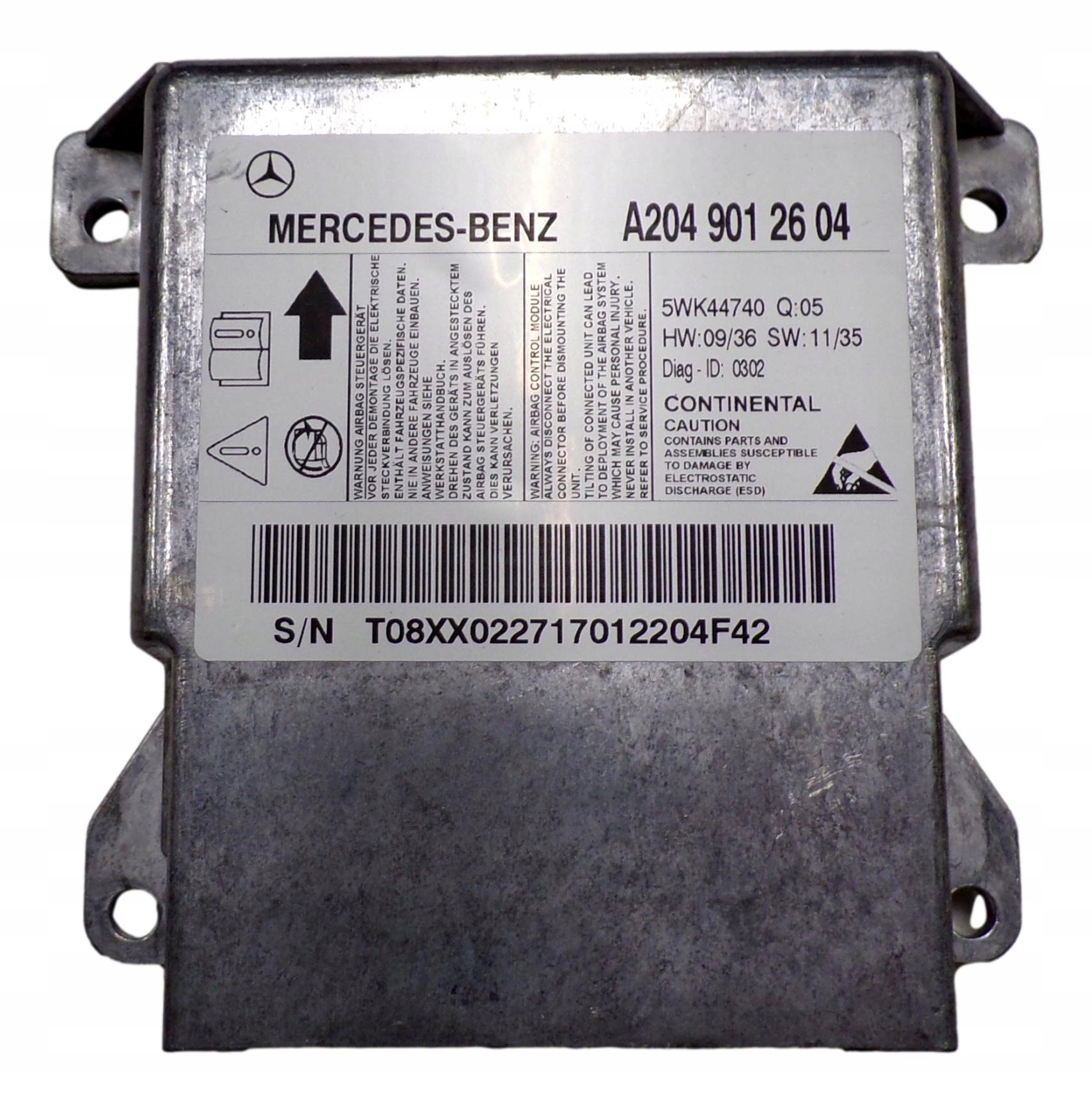 Mercedes W204 Modul ovládání polštáře vzduchu