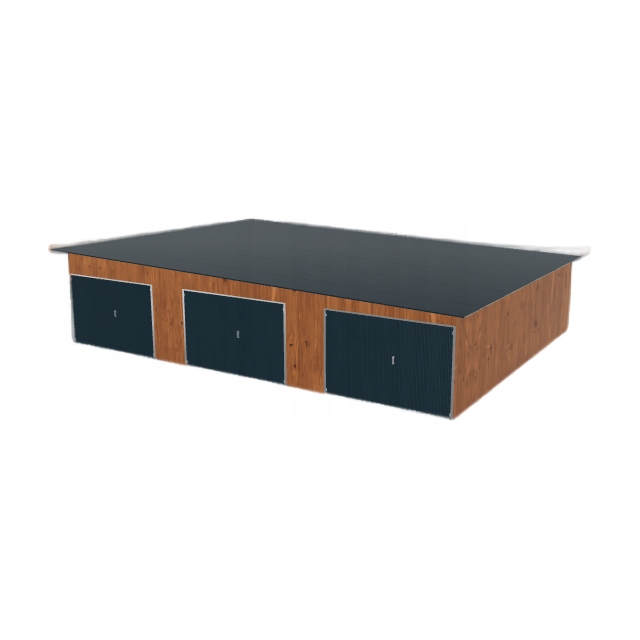 Plechová garáž 11x8.5 m s třípolohovým spádem vpravo Zlatý dub