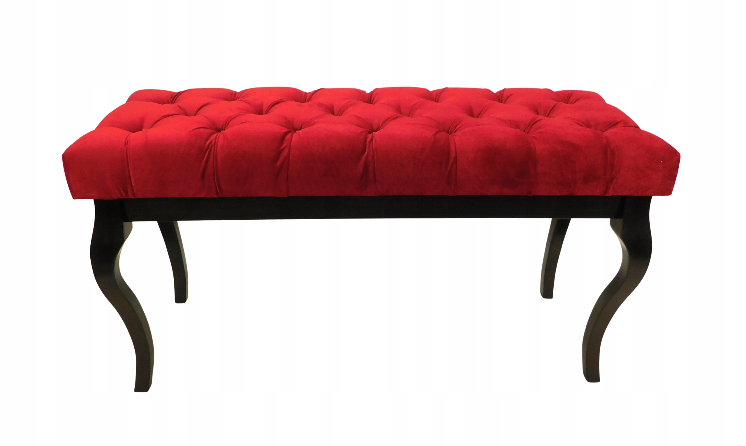 Sedák: prošívaná lavička s černým lakem, červená barva, 100 x 40 cm, H56 cm