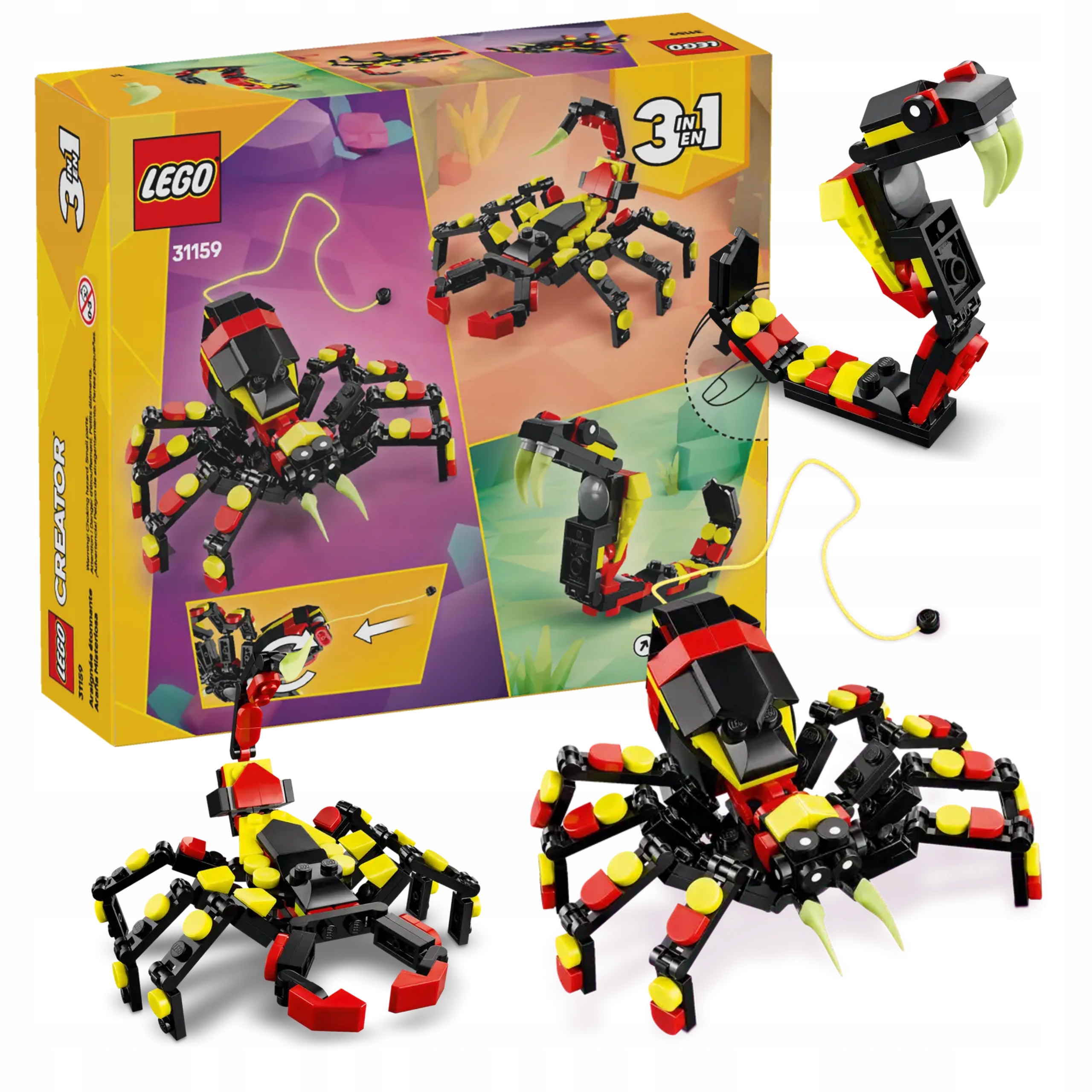 Lego Creator 31159 Zwierzęta Pająk Skorpion Wąż Klocki Zestaw 3w1