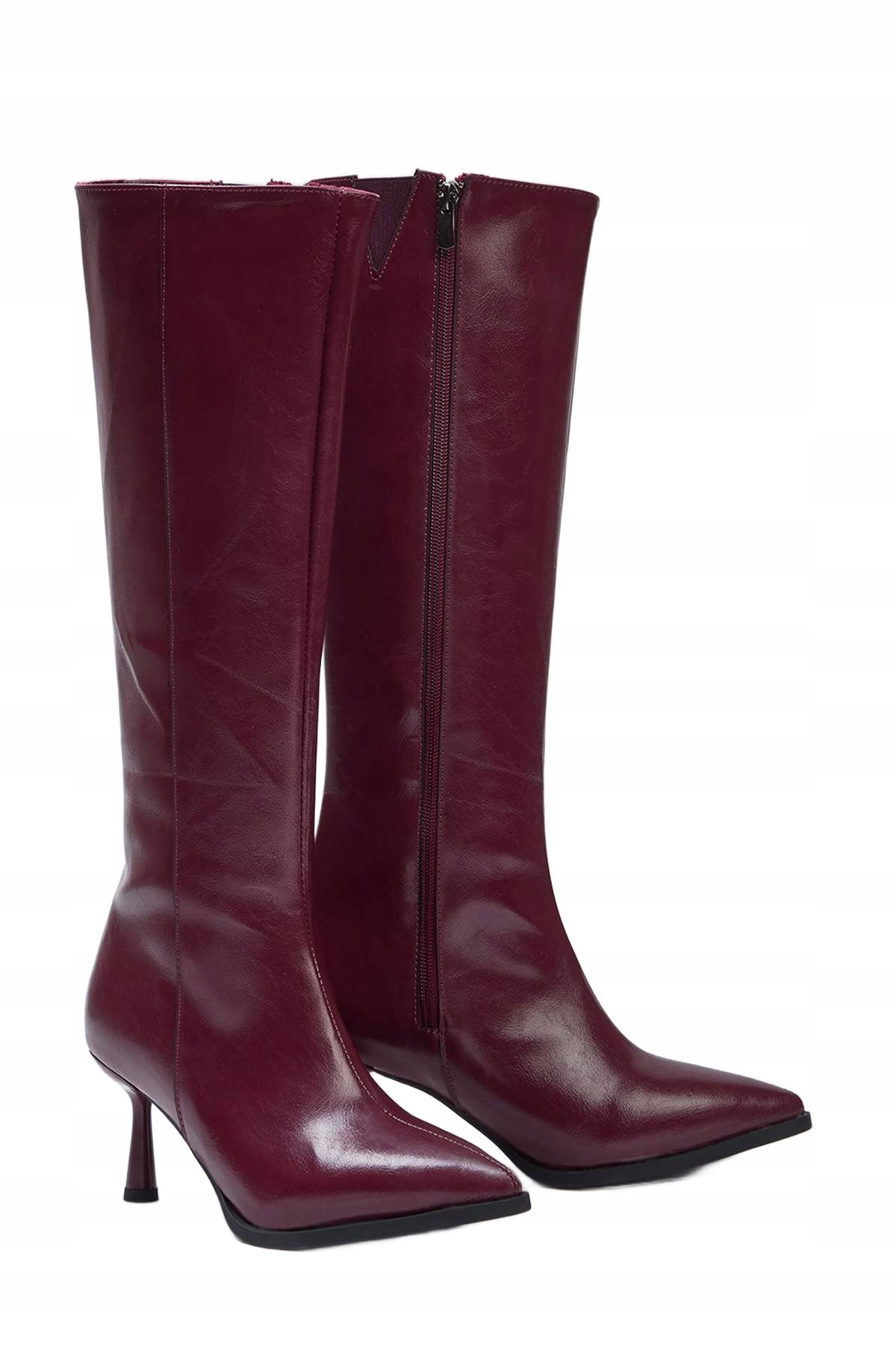 Trendyol Vínové Klasické Kozačky Se Špicí A Špendlíkem, Velikost 39