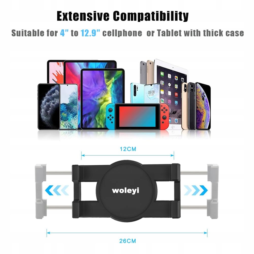 WOLEYI Uchwyt Samochodowy Na Tablet i Telefon Regulowany Do 4-13 Cali — miniatura 2