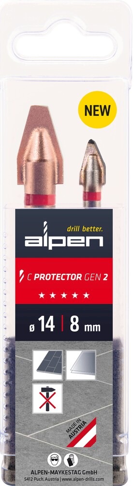 2ks vrtáků pro velmi tvrdé dlaždice 8 a 14 mm, Alpen [0000304002100]