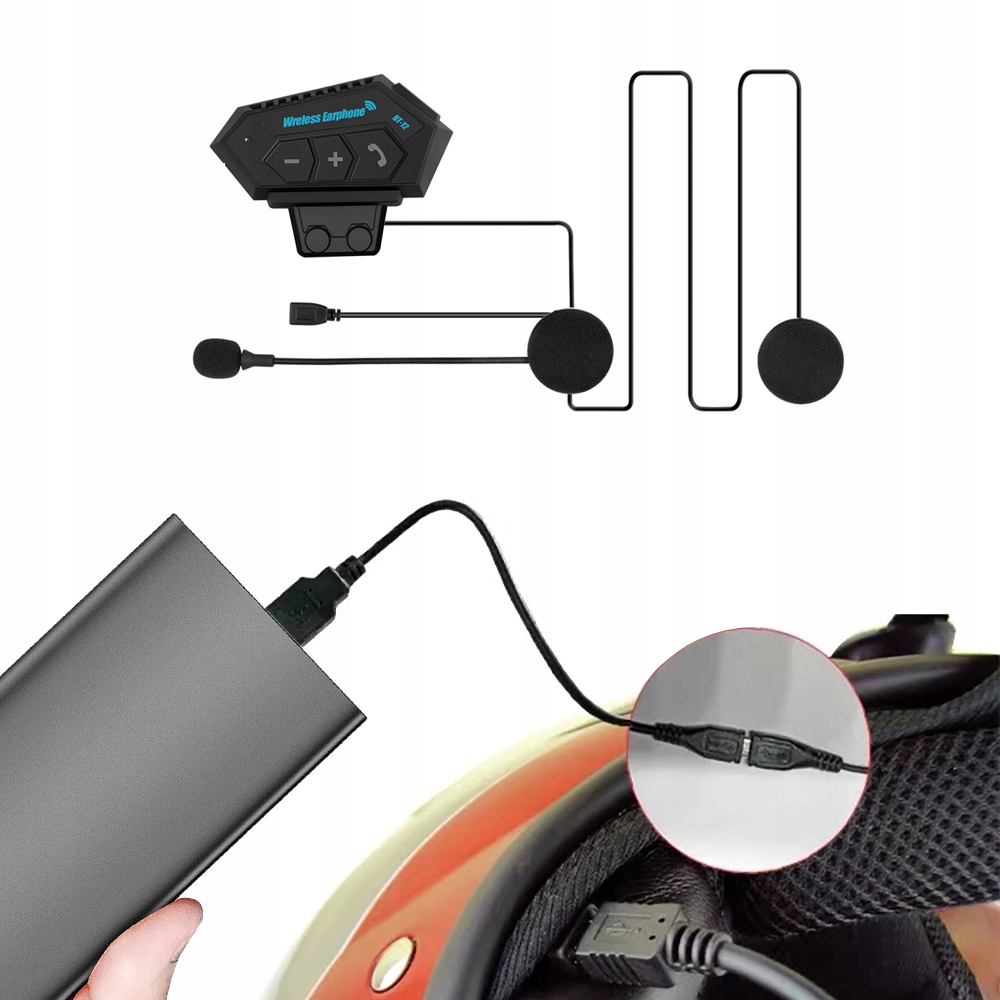 SŁUCHAWKI BLUETOOTH MOTOCYKL BT 5.0 DO KASKU BT12 Typ połączenia Bluetooth