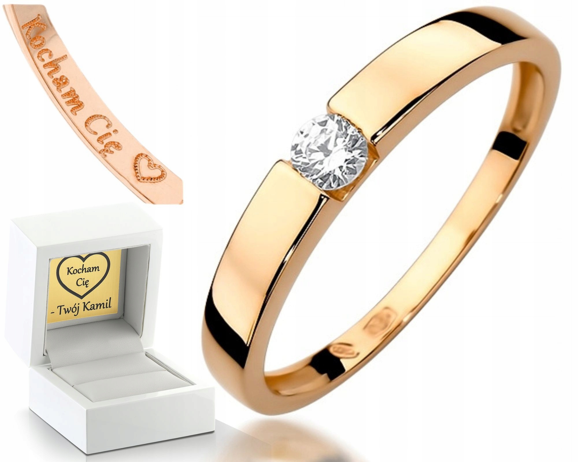 Růžové Zlato Prstýnek S Brilianty 585 Gravírování Zlato Jako Dárek