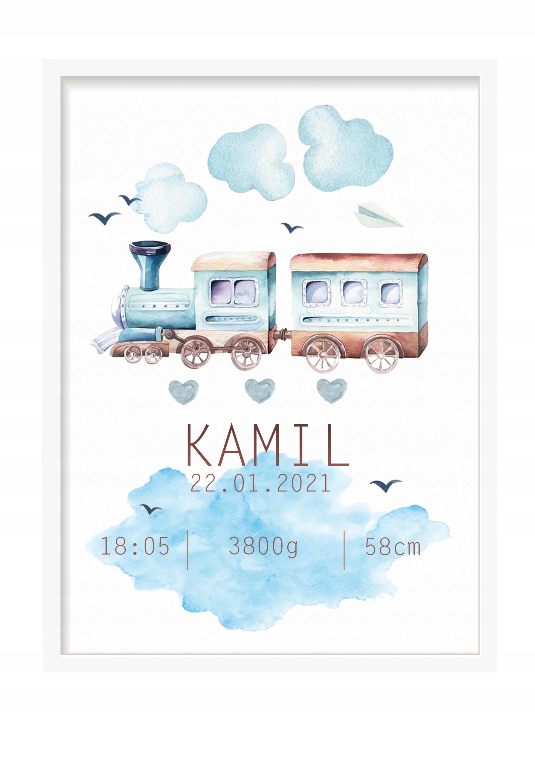 

Metryczka A4+ramka Roczek Chrzest Urodziny