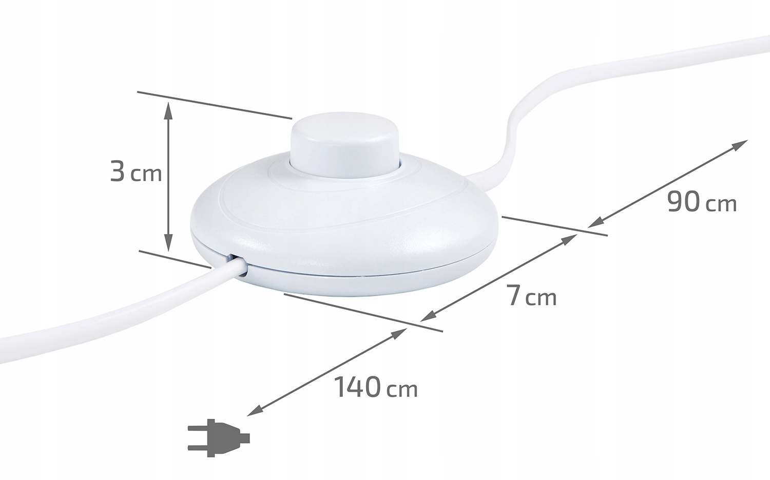 WŁĄCZNIK NOŻNY PRZEWÓD ZASILAJĄCY WTYCZKA BIAŁA Symbol ID-0014
