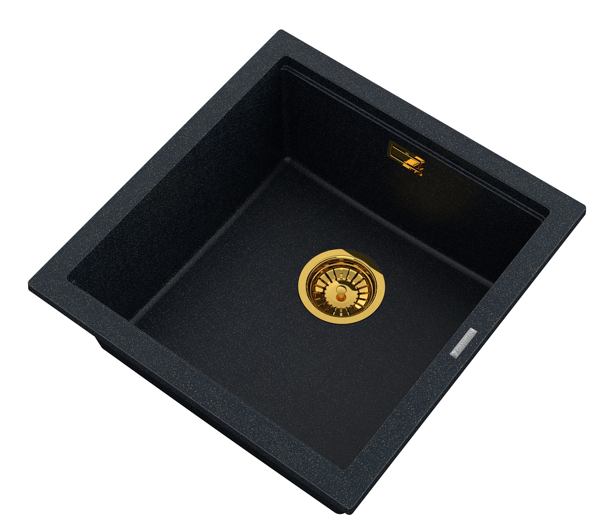 Granitový Závěsný Dřez Na Desku Se Zlatými Částečkami, Obdélník, TUGA48