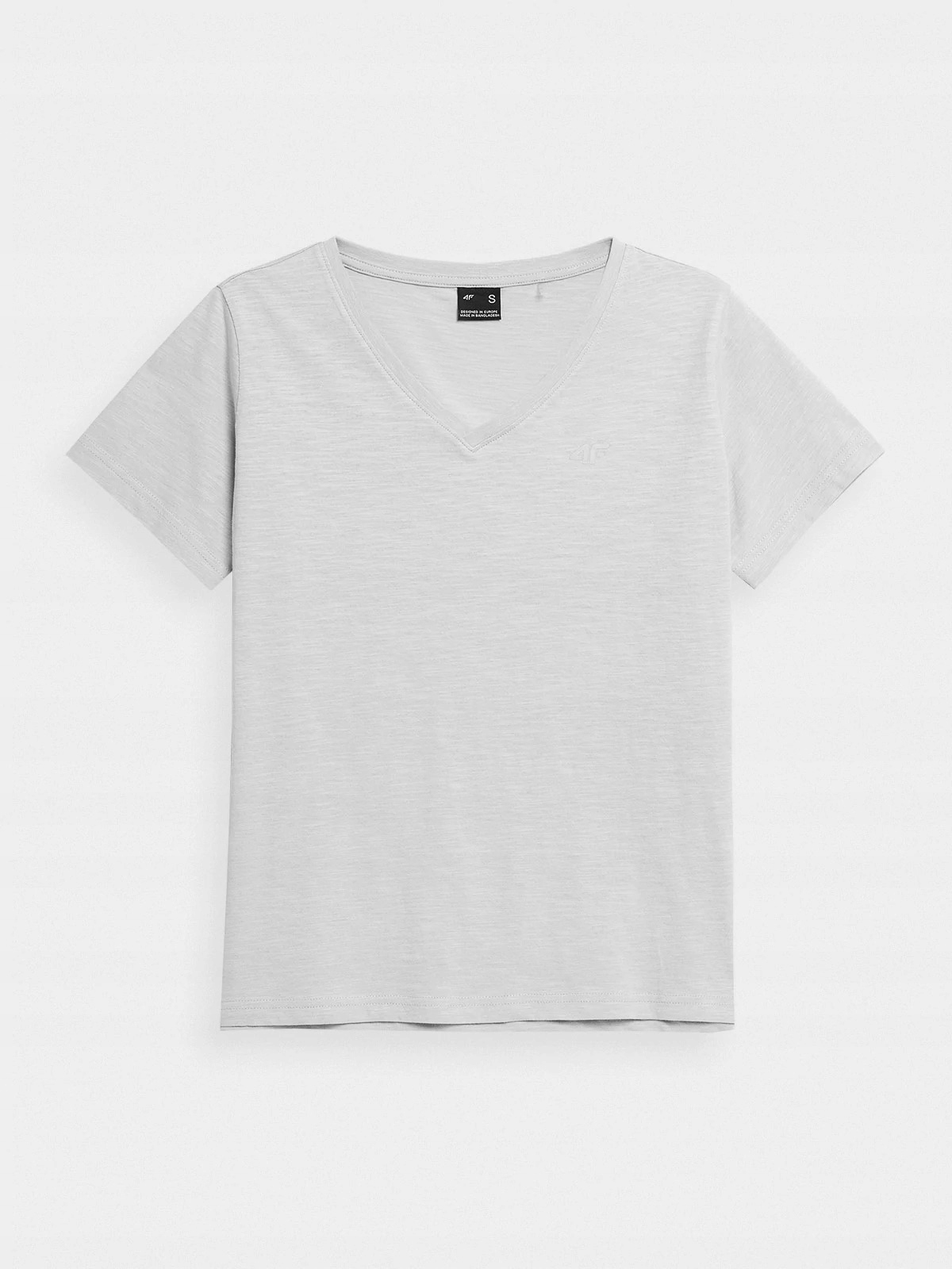 KOSZULKA DAMSKA 4F BAWEŁNIANA T-SHIRT SPORTOWY W SEREK DEKOLT V R M Model sportstyle