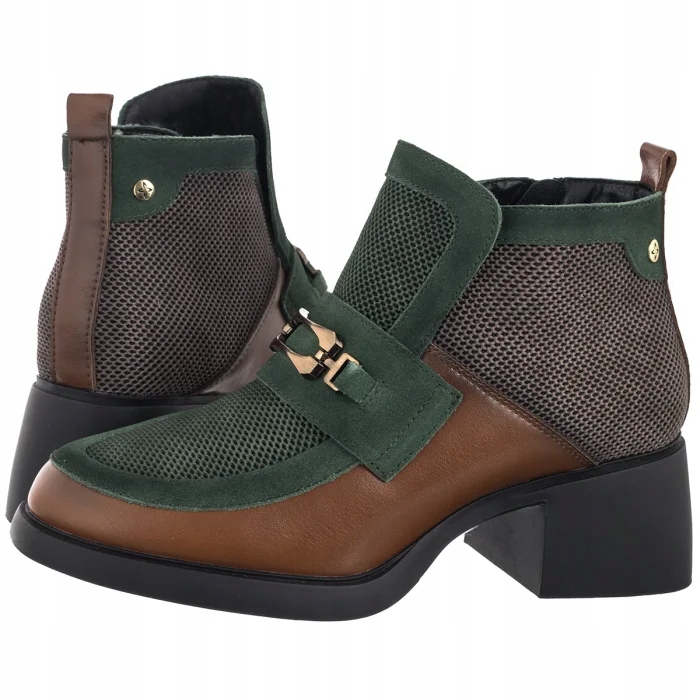 Dámské kožené Kotníkové Boty na podpatku Maciejka Rude A6747-29 Zelené