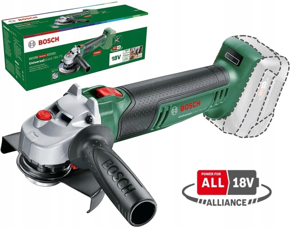 Bosch Szlifierka Kątowa 18V-75 125mm Universal Grind zielony Bosch All 18V