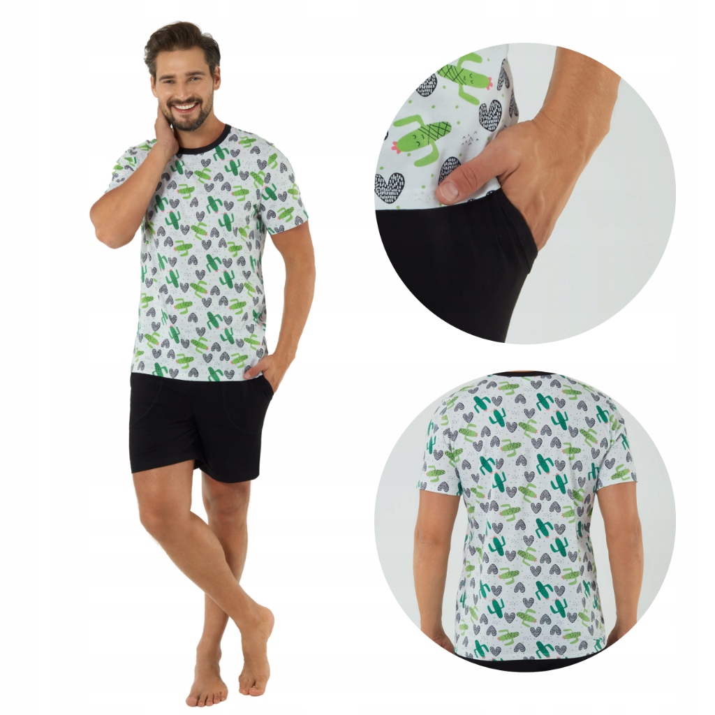 Pánské bavlněné pyžamo s rukávem, kalhoty XXL Picos Italian Fashion