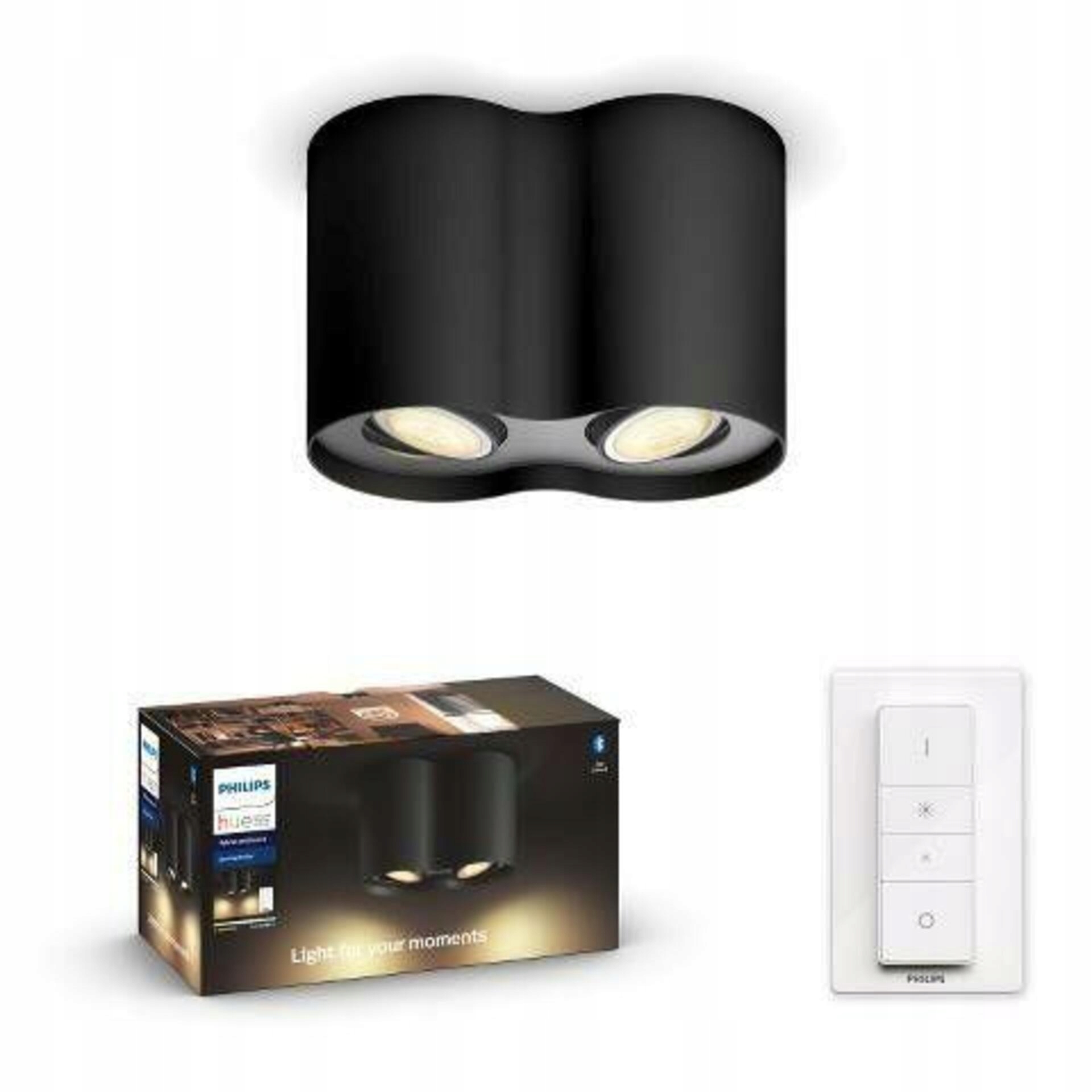 Philips Hue Pillar Bt Led čierne stropné bodové svietidlo 2x5W s diaľkovým ovl
