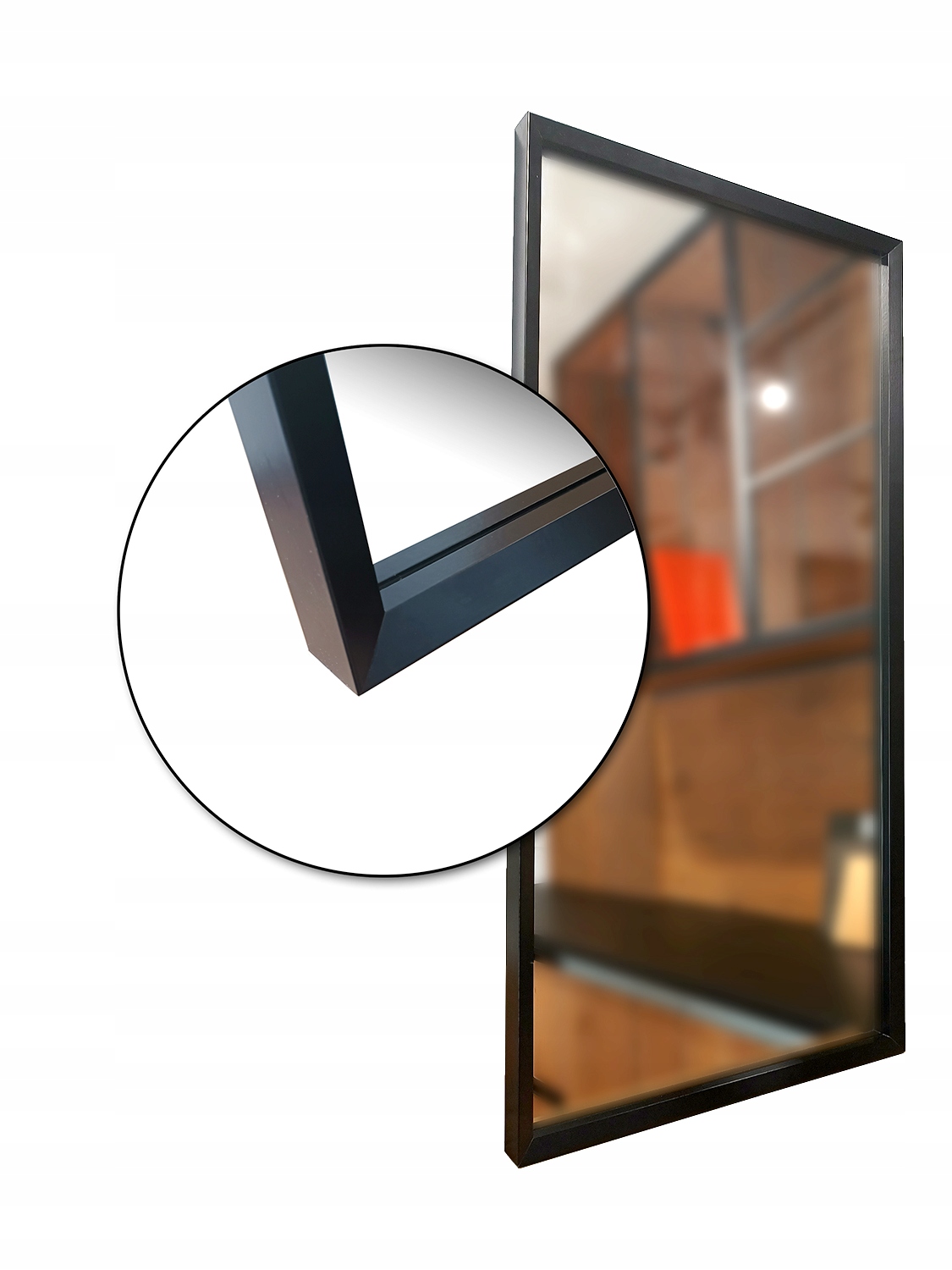 Lustro wąska kasetonowa rama MDF 90x60 czarne Typ lustra ścienne