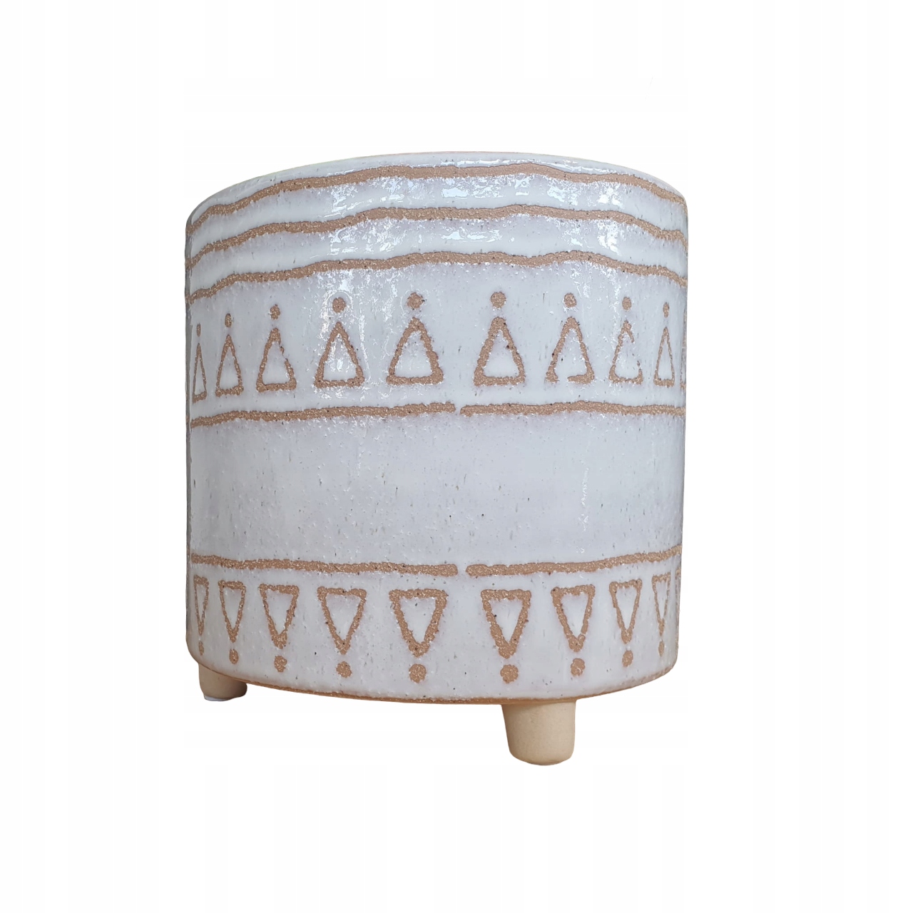 Osłonka ceramiczna biało-kremowa doniczka 15x15cm