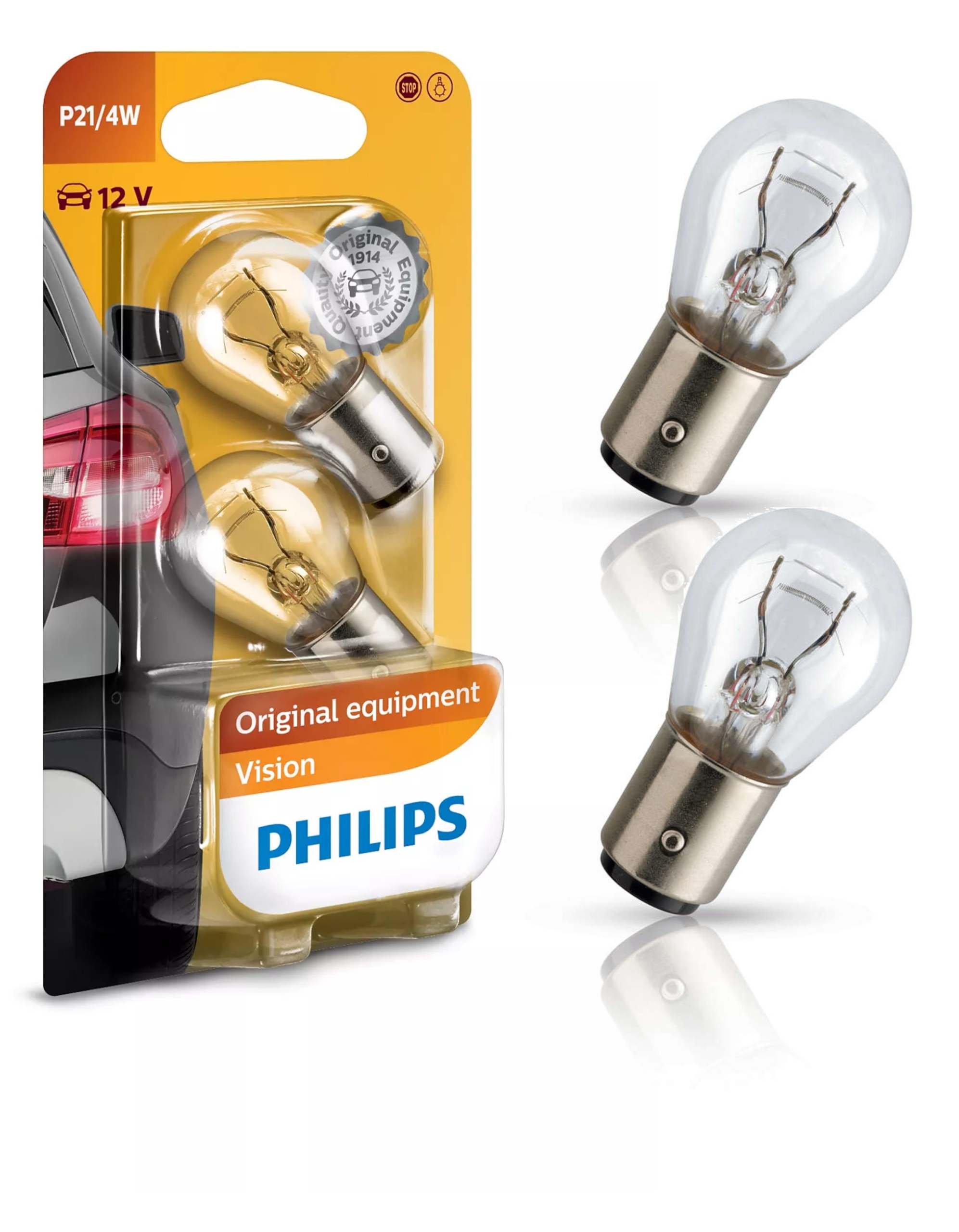 2x Żarówki PHILIPS P21/4W BAZ15D 12V VISION +30%