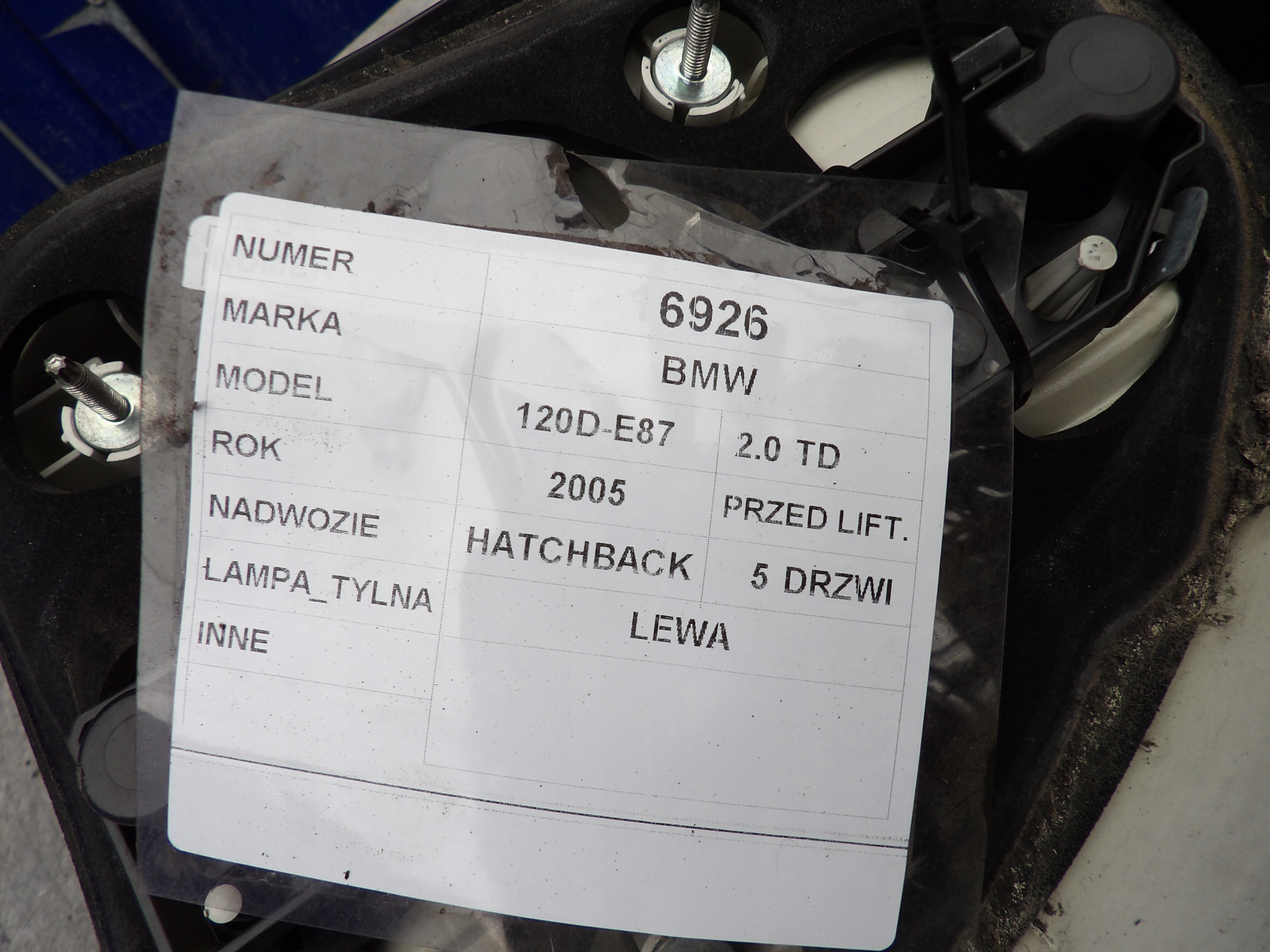 BMW 120d E87 light rear left