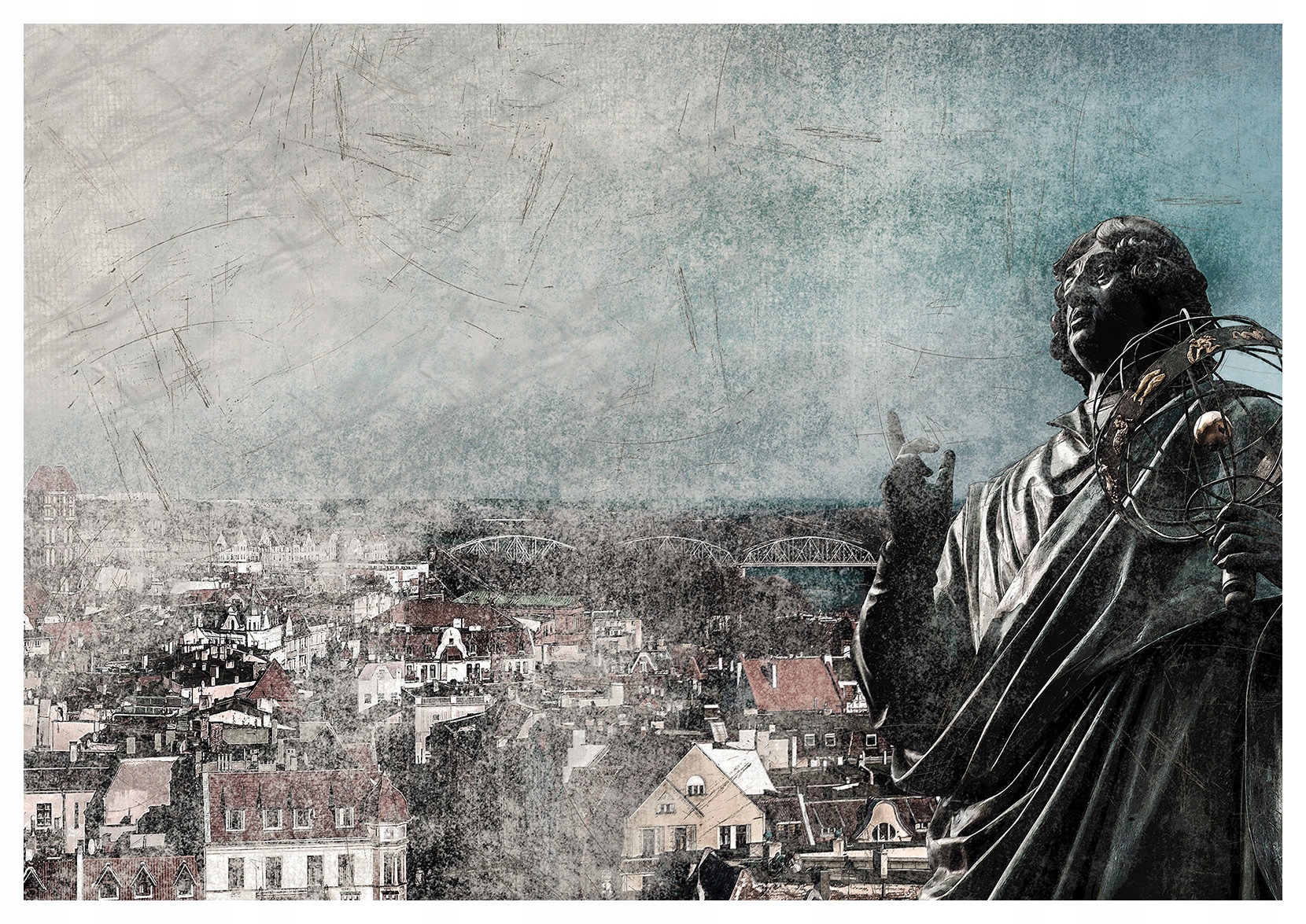 Vliesová fototapeta Koperník panorama města perspektiva 208x146 lepidlo